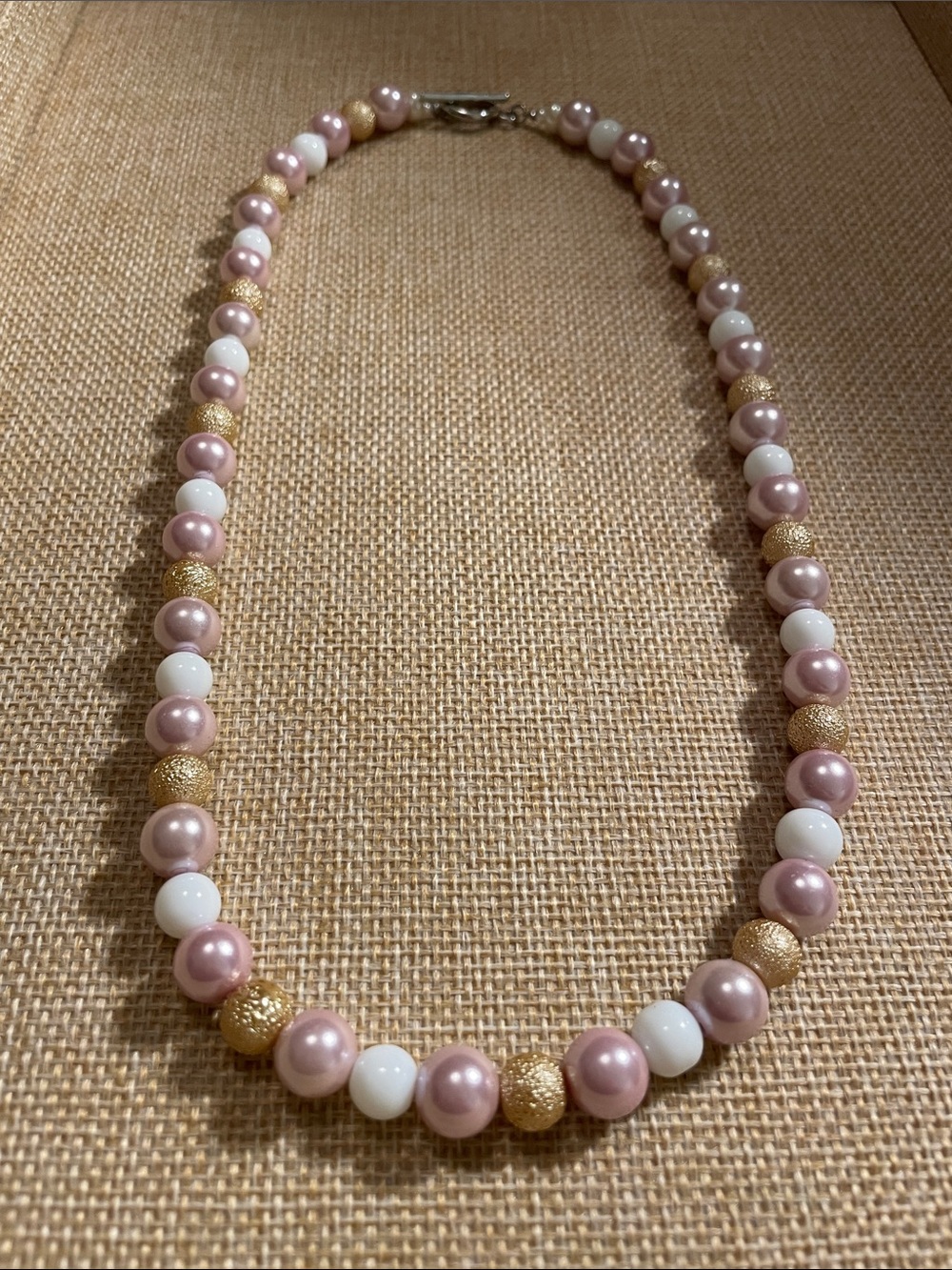 Elegant Pink Pearl and Gold Bead Necklace - Women Jewelry